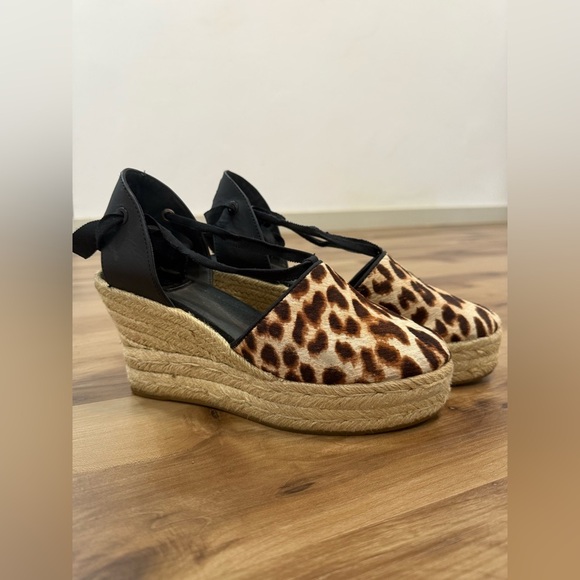 Tory Burch Womens Elisa Leopard Espadrilles Wedges - Picture 1 of 7